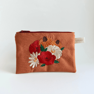 borsetta ricamata fiori di campo in cotone