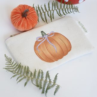 Pochette Mini Zucchetta con fiocco, foto reale con decorazioni autunnali